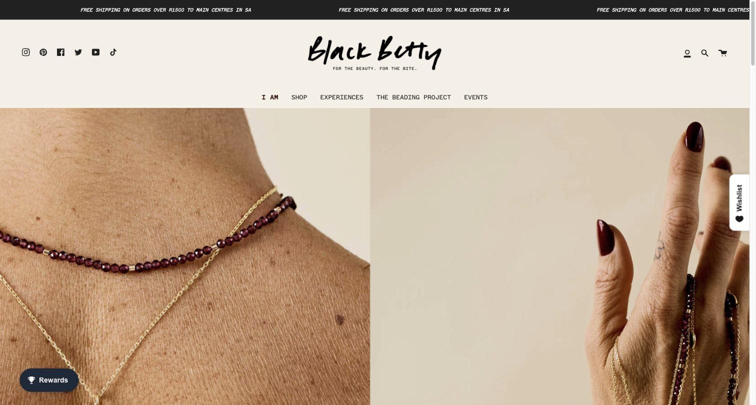 Black Betty Design storefront — editorial homepage