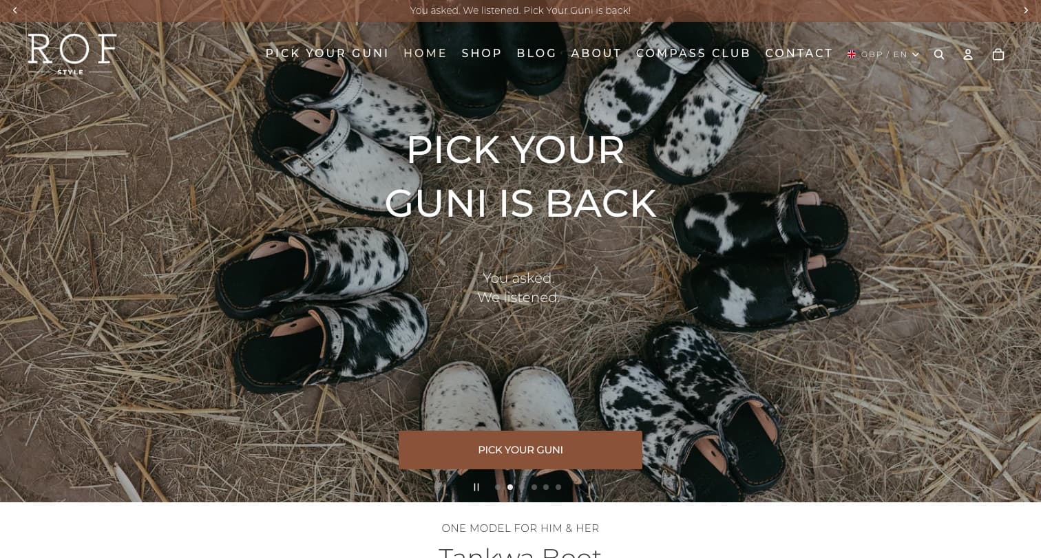 ROF-Style Shopify store, designed and built by Boost